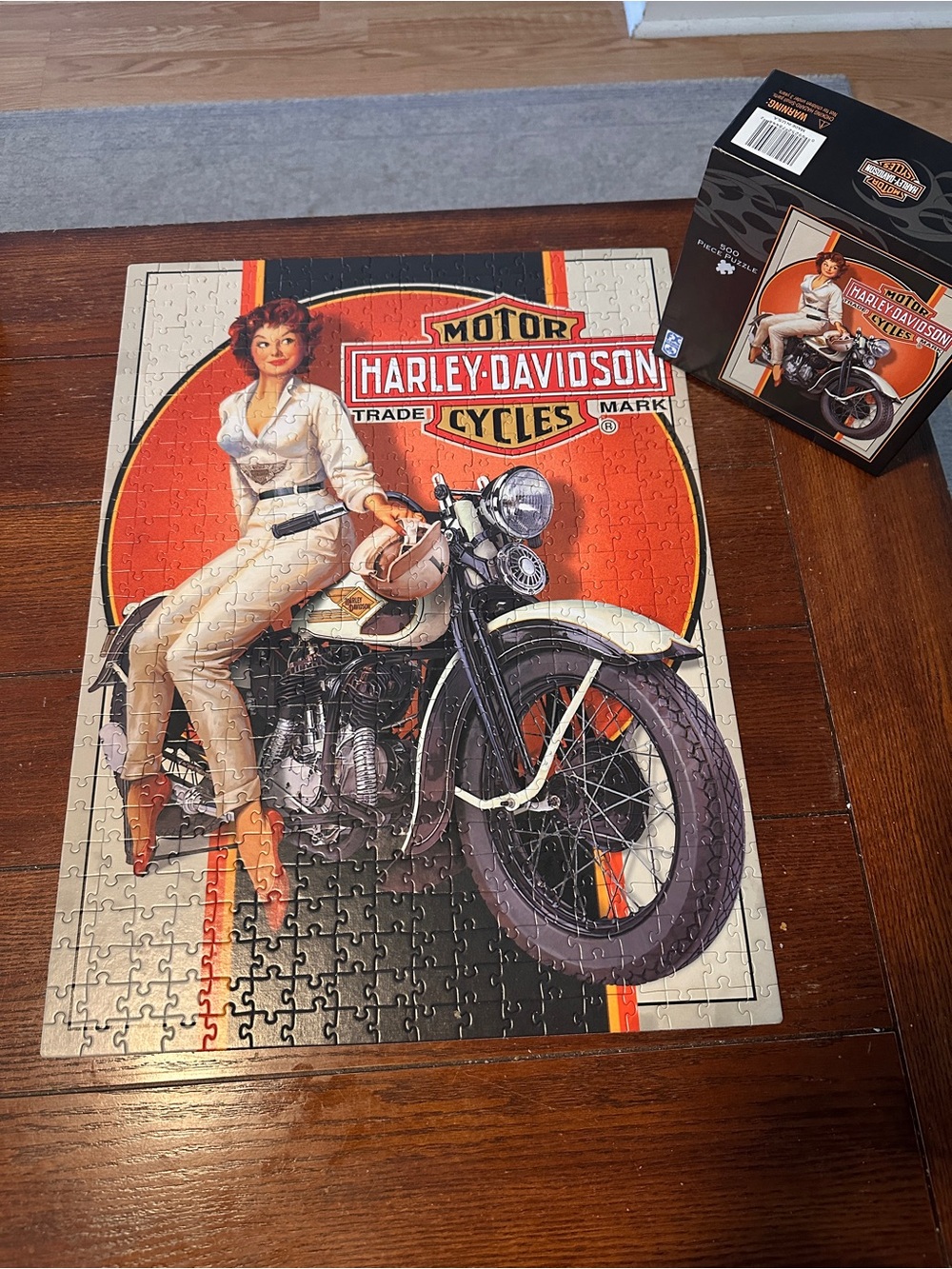 Harley-Davidson Pinup Motorcycle Puzzle - Cream, Orange & Black